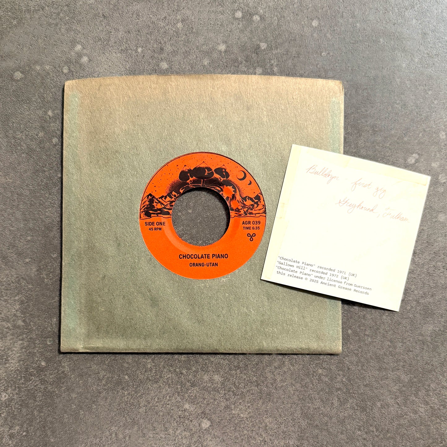ORANG-UTAN/BULLDOZER - HEAVY DJ SPLIT 7" #1 - OLD-STOCK SLEEVE - EDITION OF 50