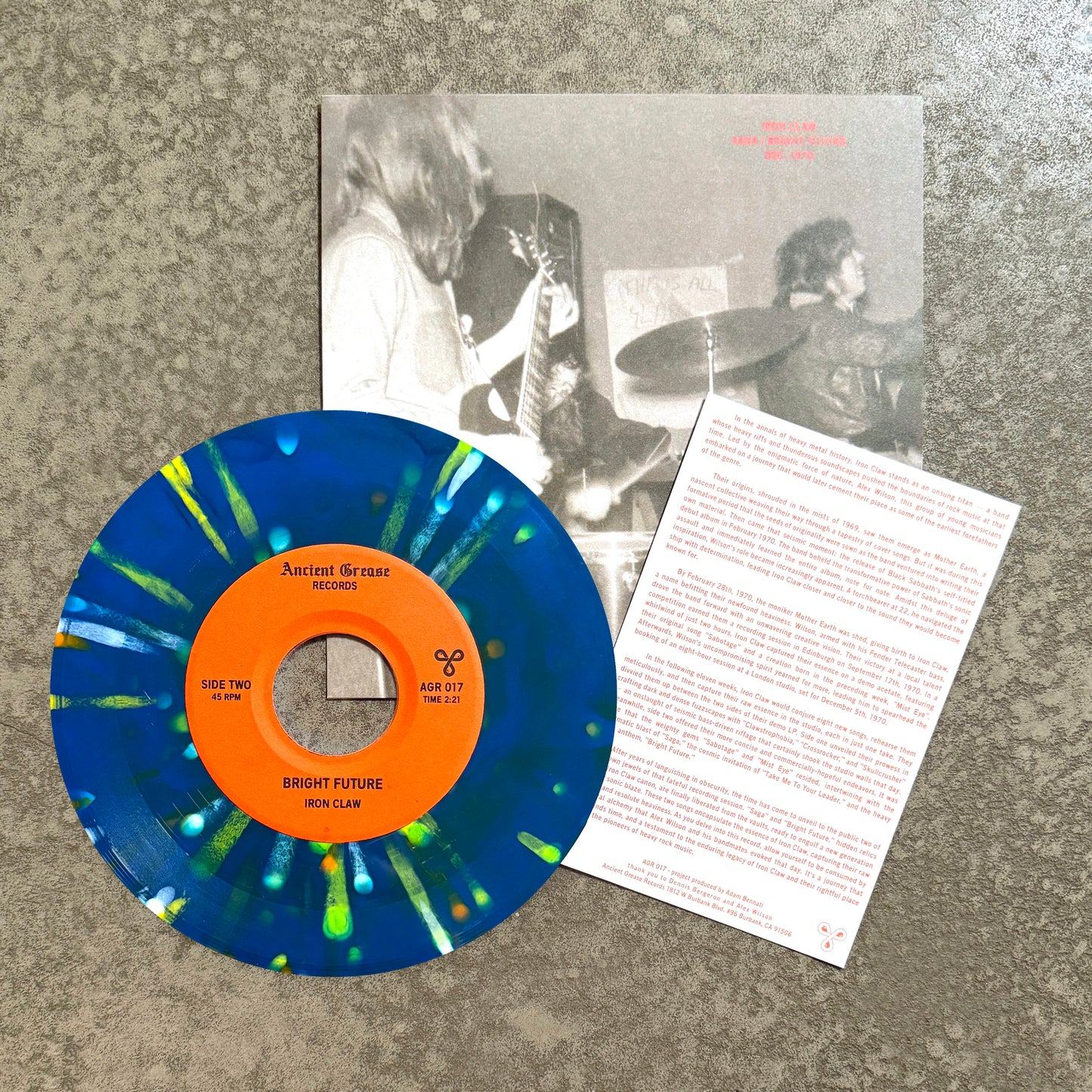 IRON CLAW ---7"--- PICTURE SLEEVE - SPLATTER (BLUE) - EDITION OF 16