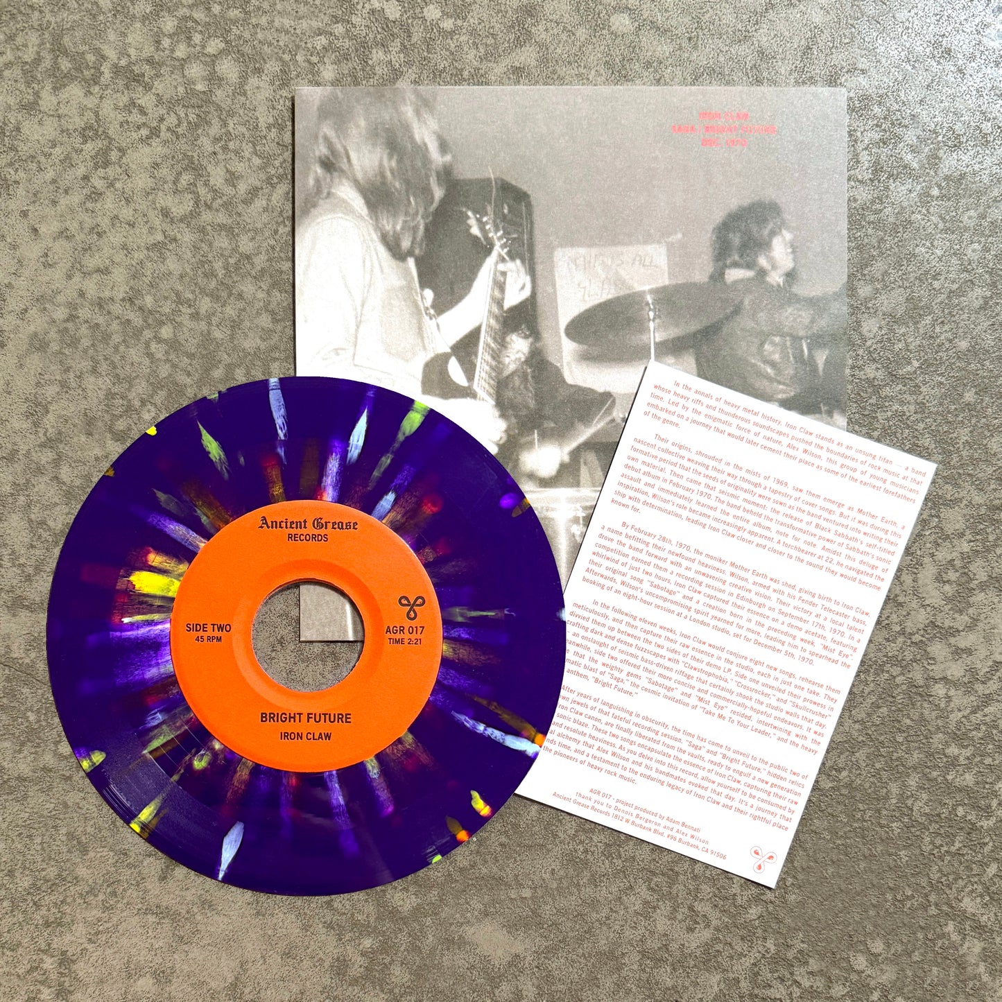 IRON CLAW ---7"--- PICTURE SLEEVE - SPLATTER (PURPLE) - EDITION OF 18