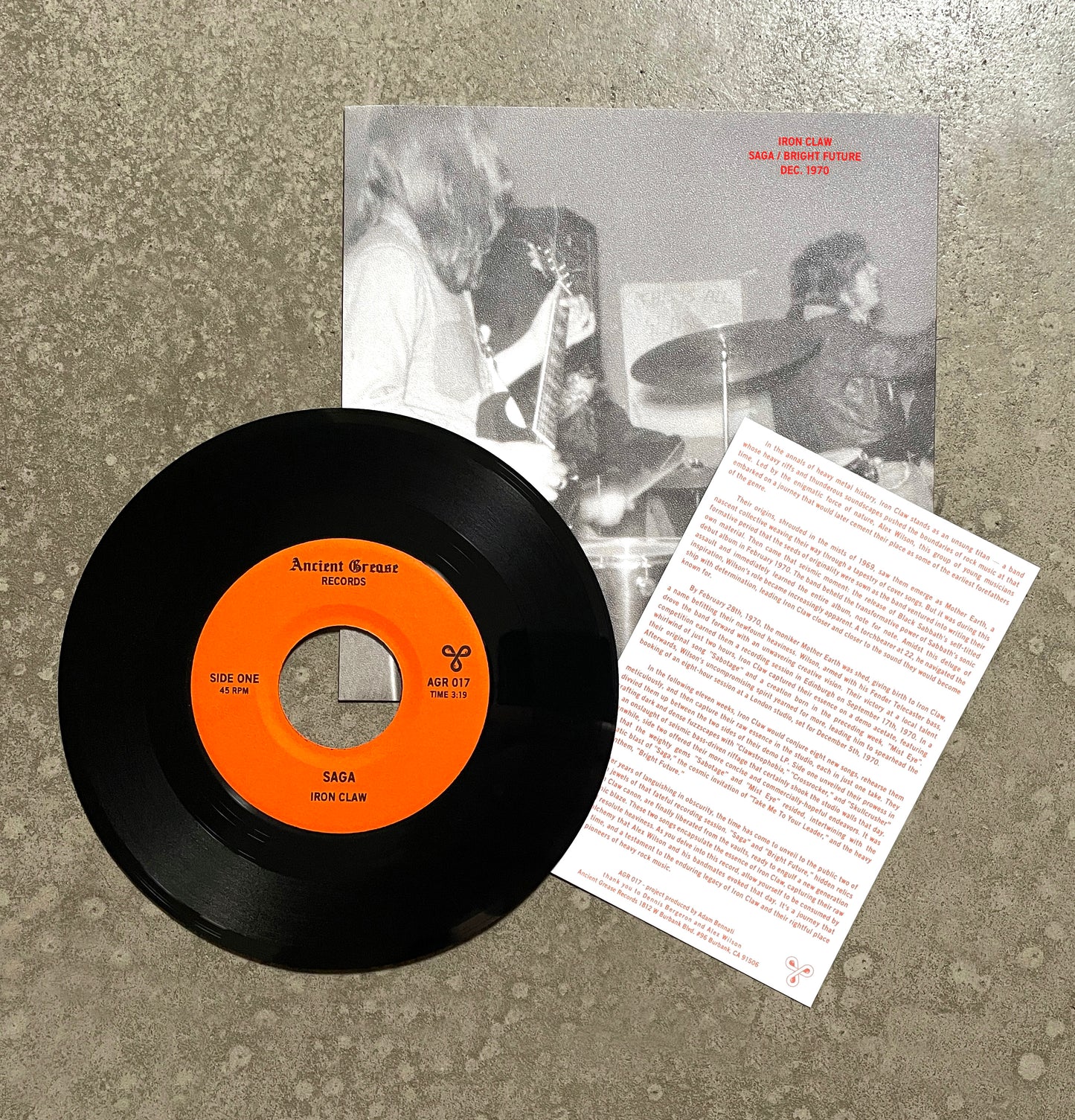 IRON CLAW ---7"--- PICTURE SLEEVE (1st Press)
