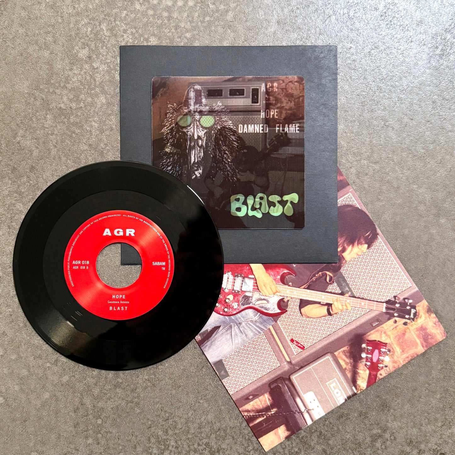 BLAST - 'DAMNED FLAME' ---7"--- LENTICULAR FLIP-IMAGE COVER - BLACK SLEEVE - EDITION OF 35